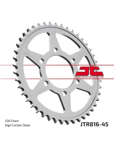 corona moto jt sprockets de acero de 45 dientes jtr816 45