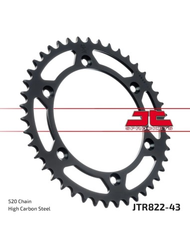 corona moto jt sprockets de acero de 43 dientes jtr822 43