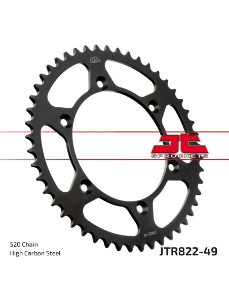 corona moto jt sprockets de acero de 49 dientes jtr822 49