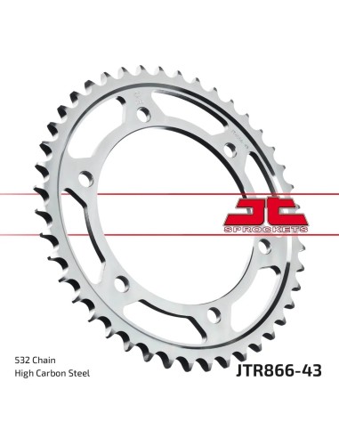 corona moto jt sprockets de acero de 43 dientes jtr866 43