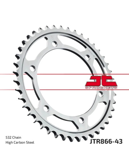 corona moto jt sprockets de acero de 43 dientes jtr866 43
