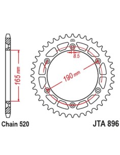 corona moto jt sprockets de acero de 50 dientes jta896 50al