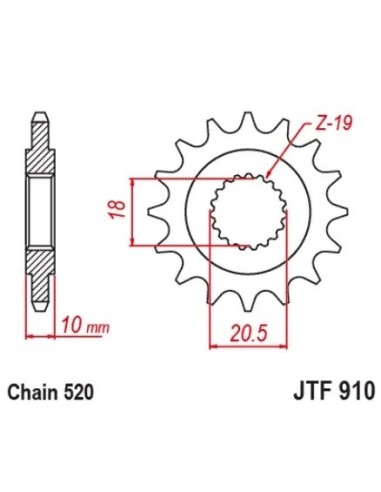 pinon de ataque zontes 125cc 14 dientes jtf910 14