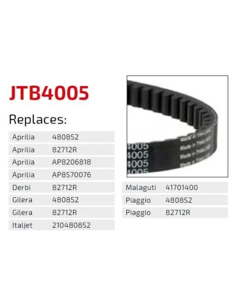 correa de transmision moto jt sprockets premium jtb4005