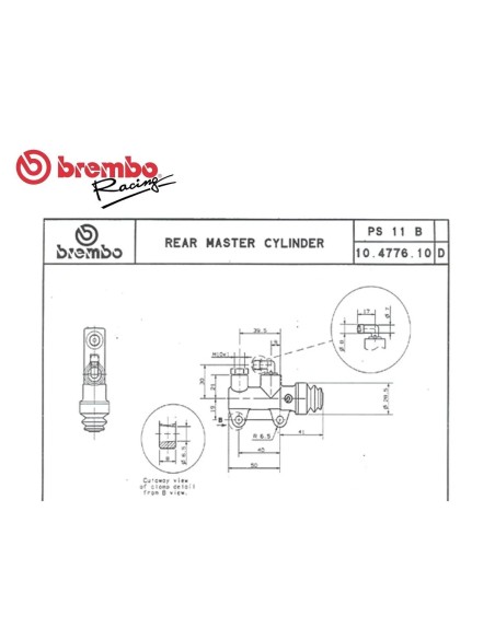 bomba de freno trasero brembo racing ps 11 b salida superior universal 10477610