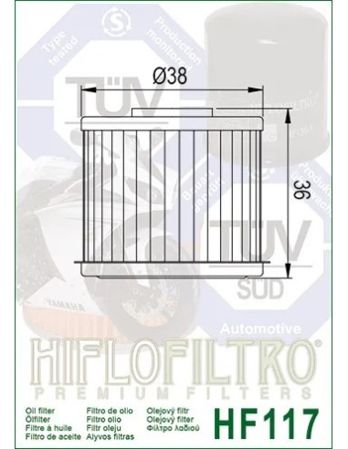 filtro de aceite hiflofiltro hf117
