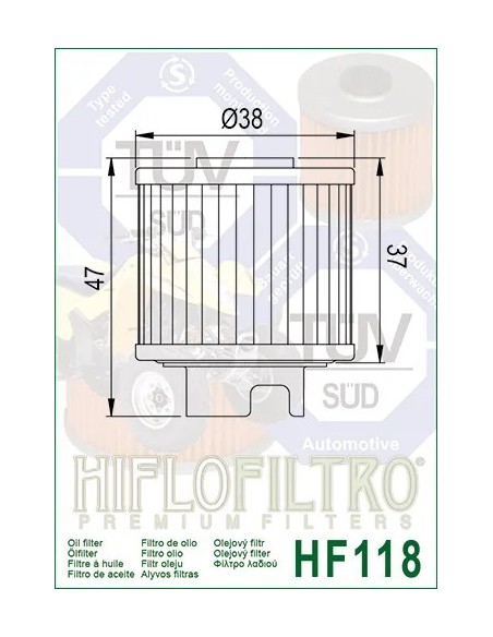 filtro de aceite hiflofiltro hf118