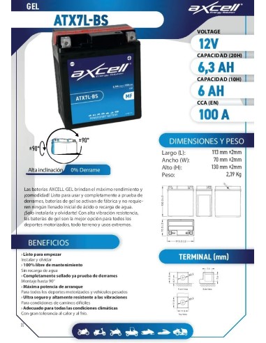 bateria moto axcell gel atx7l bs