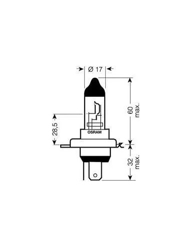 lampara faro de carretera osram h4 12v 60 55w 3200k halogena