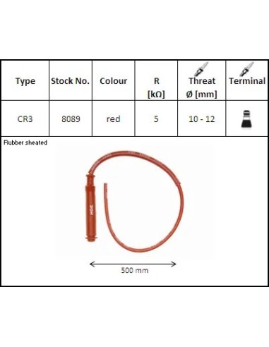 pipa bujia de moto con cable ngk 8089 racing cr3
