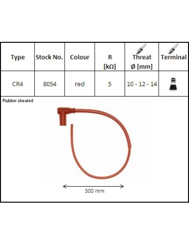 pipa bujia de moto con cable ngk 8054 racing cr4