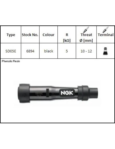 pipa bujia de moto ngk 92549 sd05em