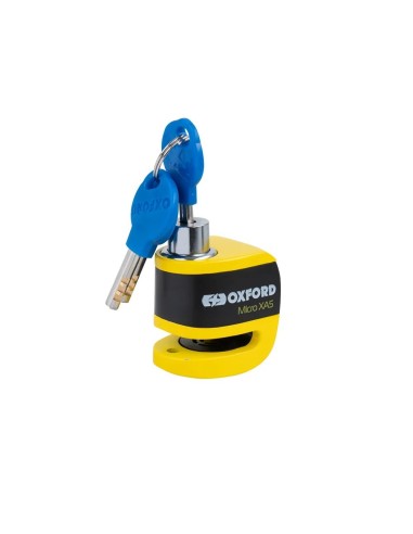 candado de disco oxford micro x45 con alarma amarillo negro lk213