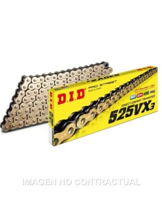 cadena did 525 vx3 128 pasos color oro y acero con remache 28841287z