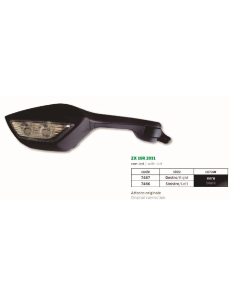 Espejo Dcho. Kawa Zx10R 2011 Conexion Original-Led - FAR7487