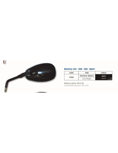 Espejo Far Beverly 125 - 300 - 350 - Sport Negro - FAR7368