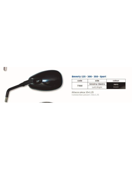 Espejo Far Beverly 125 - 300 - 350 - Sport Negro - FAR7368