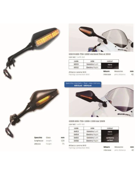 Espejo Gsxr 600-750-1000-1300 Dal 2009 Dch - FAR6454