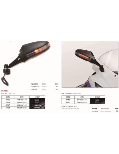Espejo R1-R6 Der. Carbono con led - FAR6718