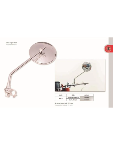 Espejo Universal De Manillar Cromado Brida 22Mm - FAR7314