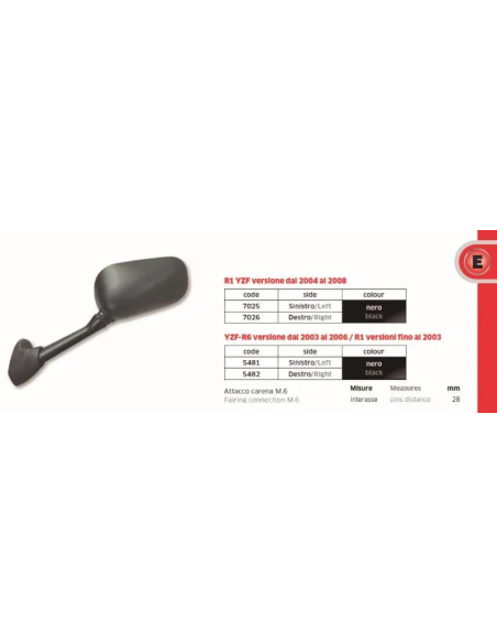 Espejo Yamaha R-1 04-08 Dcho - FAR7026