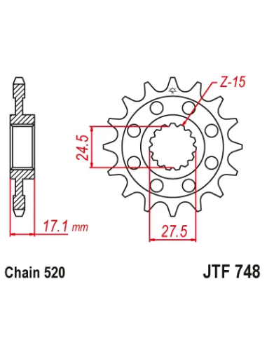 Piñon JT SProckets Ducati Panigale JTF748.15RB paso 520