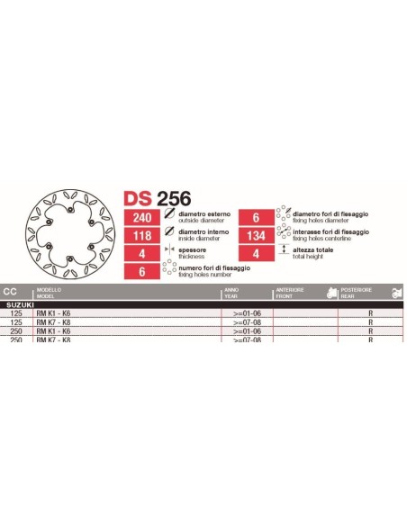 discos de freno tras suzuki rm 125 250 ds256