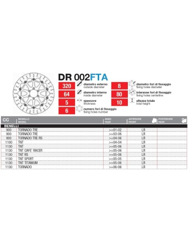 discos de freno delantero flotante dr002fta