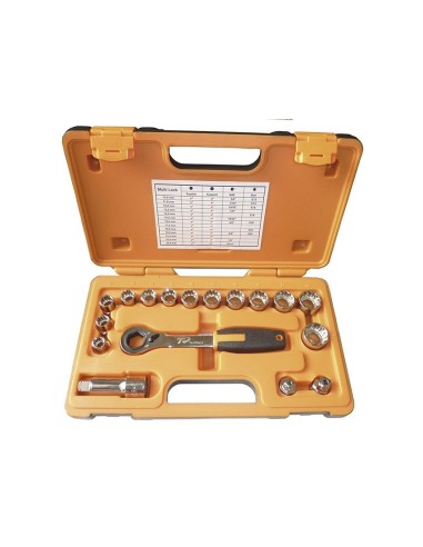 juego de vaso pasante 1 2 17 piezas toolhub 9460 con carraca perfil bajo