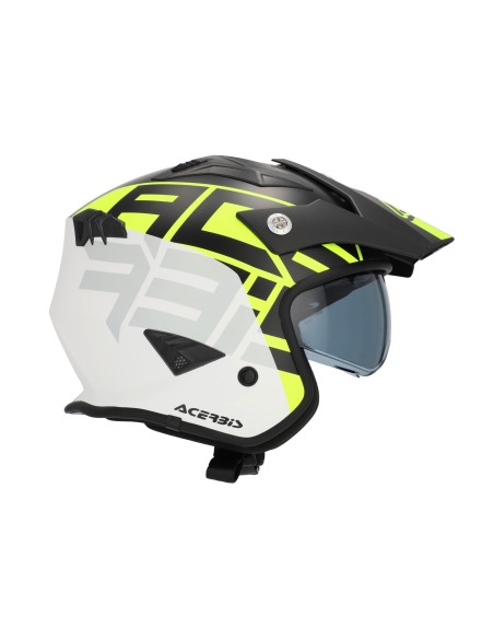 casco acerbis jet aria graphic sport 22 06 color negro y amarillo fluor mate 0026602 457
