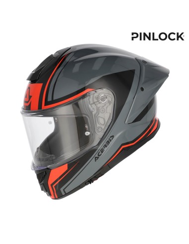 casco integral moto acerbis tarmak x fibra ece 22 06 color gris y rojo 0027315