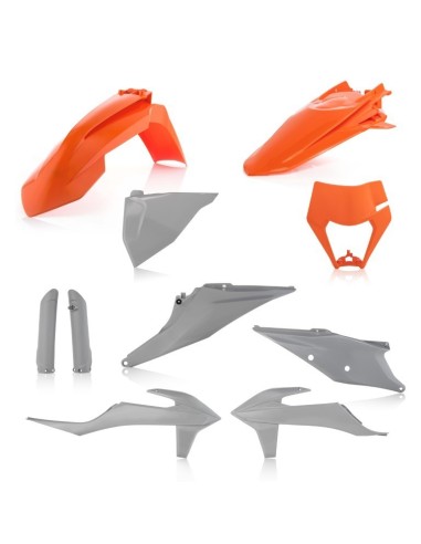 kit completo de plasticos acerbis 0024054 207 ktm exc exc f 150 500 naranja gris