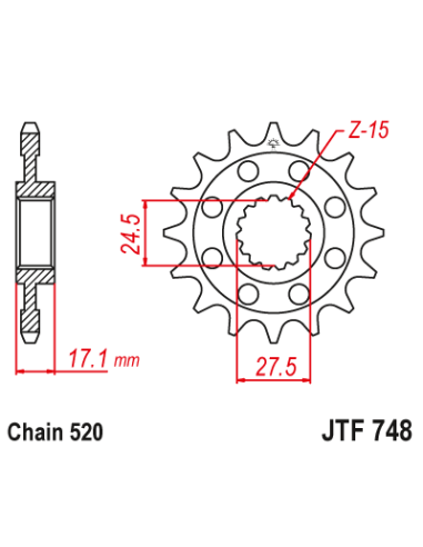 pinon jt sprockets ducati panigale jtf748 15rb paso 520