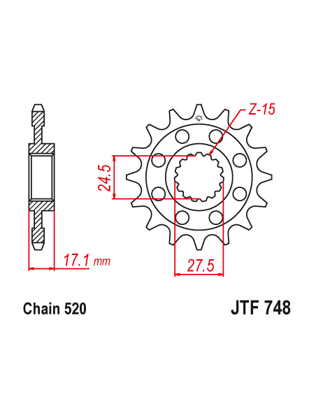 pinon jt sprockets ducati panigale jtf748 15rb paso 520