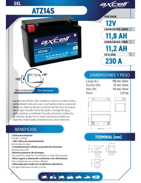 bateria moto axcell gel atz14s