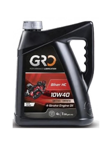 aceite de motor sinteico gro biker hc 10w40 4 litros