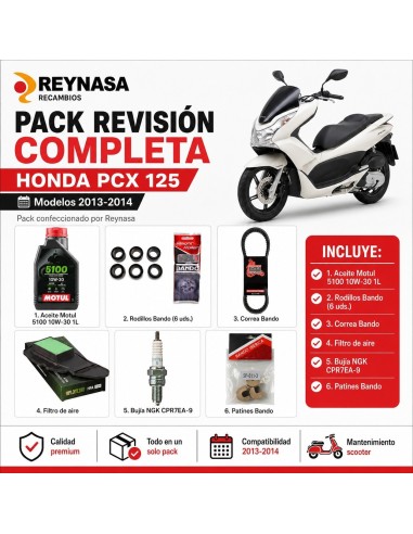 Kit de mantenimiento Honda PCX 125 2013-2014 Motul Bando Hiflofiltro NGK