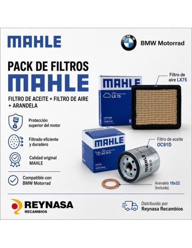 Pack de filtros Mahle OC91D LX75 con arandela 18x22 para BMW serie K