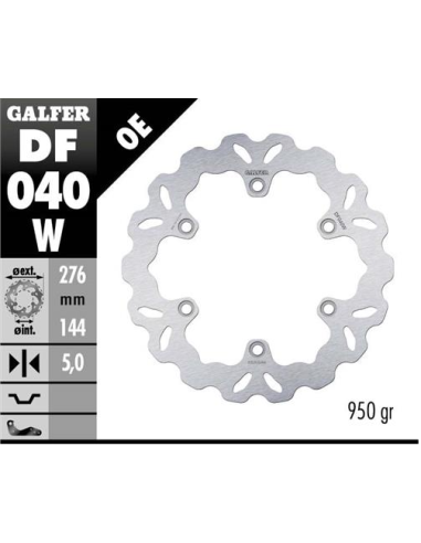 disco freno trasero wave galfer df040w 276x5 mm 6 tornillos o166 honda deauville cb cbr vt