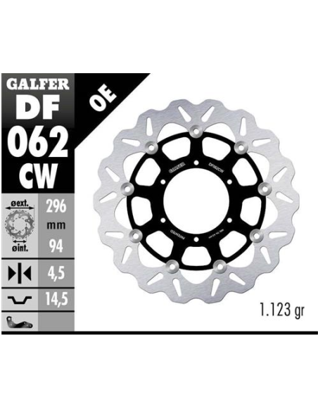 disco de freno delantero galfer df062cw wave flotante completo 296x4 5 mm