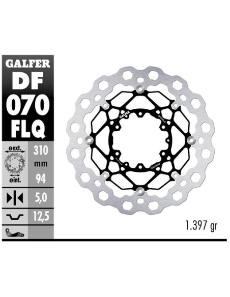 disco de freno delantero galfer df070flq cubiq flotante acero 310x5 mm