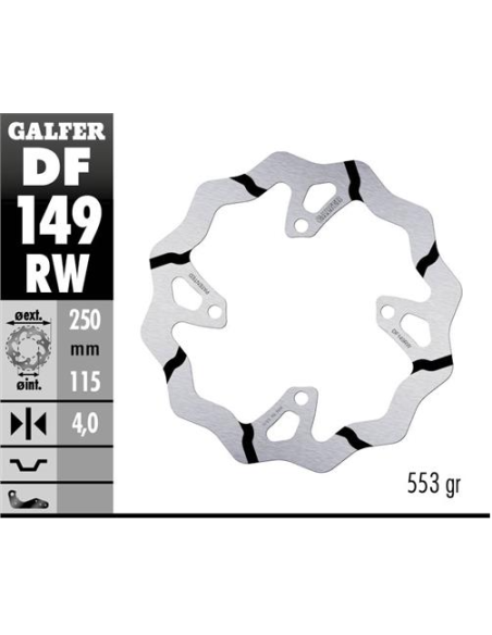 disco freno moto galder wave fijo 250x4mm df149rw