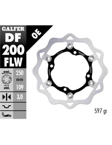 disco freno moto galfer wave flotante 250x3mm df20