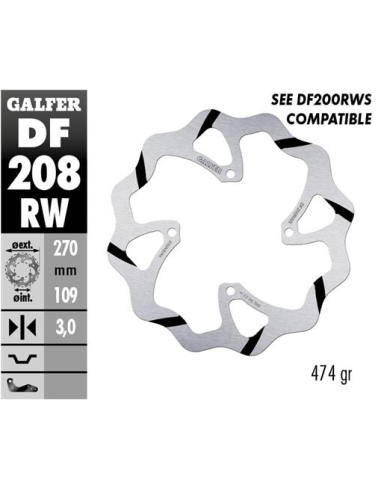 disco freno moto galder wave fijo 270x3mm df208rw