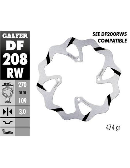 disco freno moto galder wave fijo 270x3mm df208rw