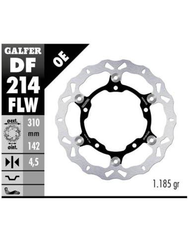 disco de freno delantero galfer df214flw wave flotante 310x4 5 mm