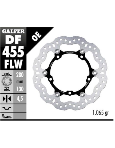 disco de freno delantero galfer df455flw wave flotante 280x4 5 mm