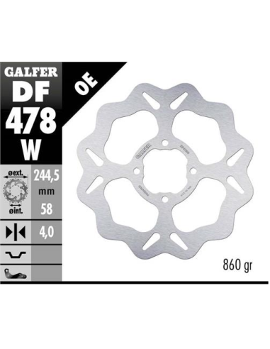 disco freno moto galfer wave fijo 244 5x4mm df478w