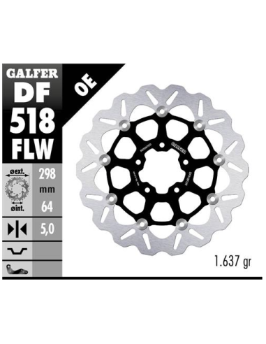 disco freno moto galfer wave flotante 298x5mm df51