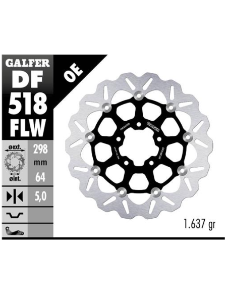 disco freno moto galfer wave flotante 298x5mm df51